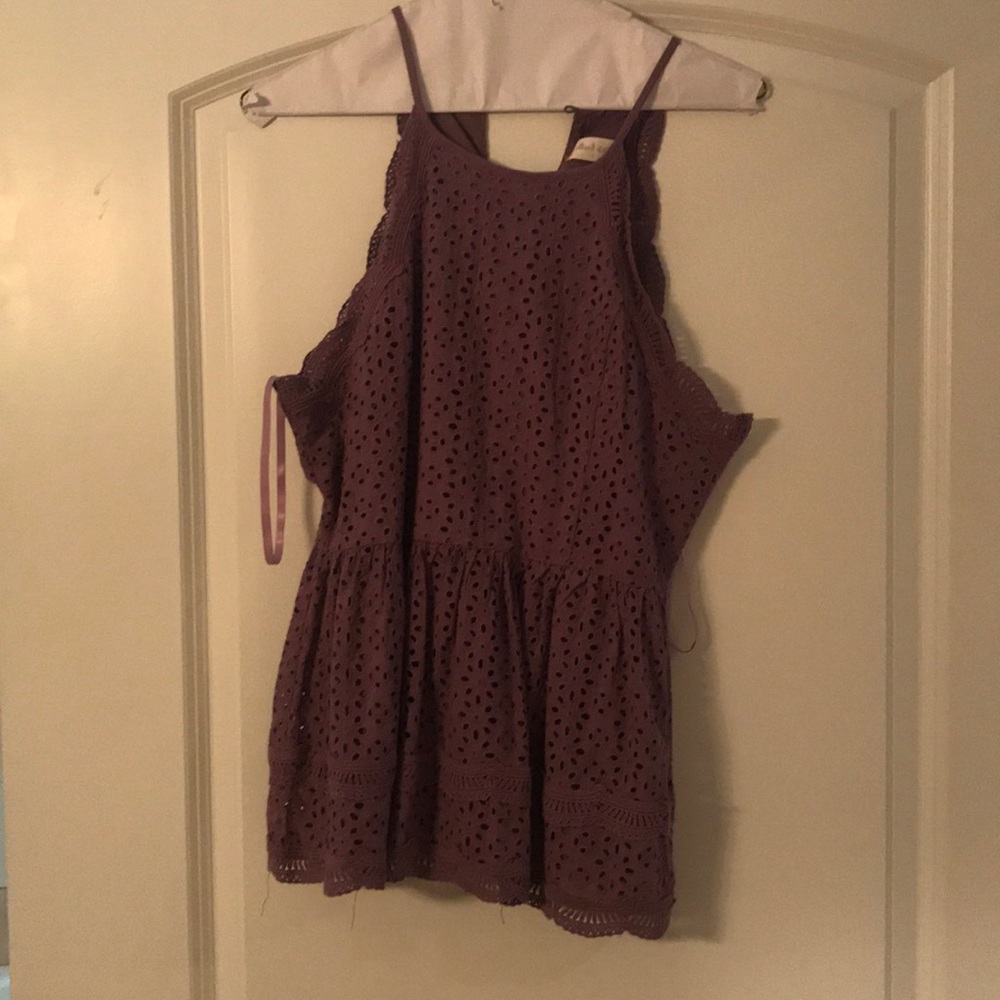 Eyelet purple tank top